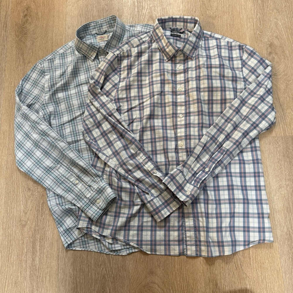 Faherty Reserve The Movement Shirt Blue White Red Plaid Mens Size XL Bundle‎